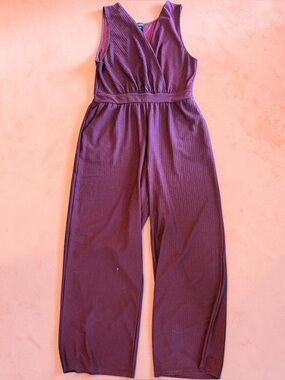 Eclipse Sleeveless Wrap V-Neck Wide-Leg Jumpsuit - Burgundy